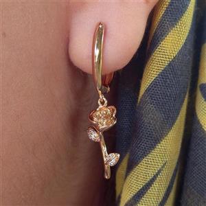 گوشواره طرح گل رز ابکاری طلا مارک ژوپینگ