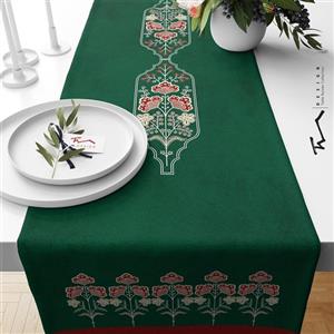 رانر طرح گل در چمن -  سایز 40 در 140 سانتیمتر - جنس دو رو مخمل پورش