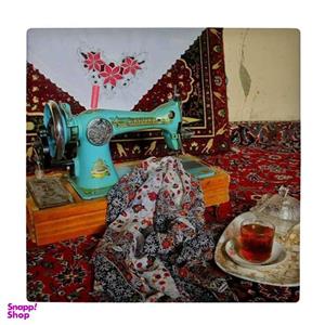 زیر لیوانی  طرح چرخ خیاطی قدیمی و سینی چایی کد    4557528_3117