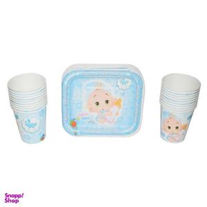 بشقاب و لیوان یکبار مصرف مدل Baby Boy مجموعه 40 عددی