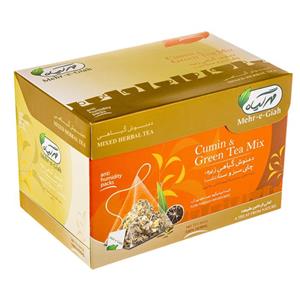 دمنوش گیاهی زیره چای سبز و سنا مهرگیاه بسته 14 عددی Mehre Giah Cumin And Green Tea Mix Mixed Herbal Tea Pack of 14