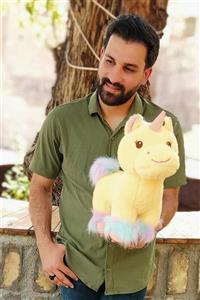 عروسک طرح اسب تکشاخ مدل بال هفت رنگ ارتفاع 40 سانتی‌متر