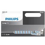 باتری نیم قلمی فیلیپس مدل LongLife R03L12W بسته 12 عددی