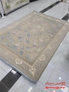 فرش ماشینی زانیس مدل مدرن طرح وینتیج زمینه آبی