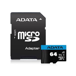 کارت حافظه microSDXC ای دیتا مدل Premier V10 A1 کلاس 10 استاندارد UHS-I سرعت 100MBps ظرفیت 64 گیگابایت ADATA Premier V10 A1 UHS-I Class 10 100MBps microSDXC 64GB