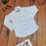 پیراهن سفید ساده پسرانه مناسب ژیله و کت و شلوار  ،سایز 2 تا 10 سال ریز