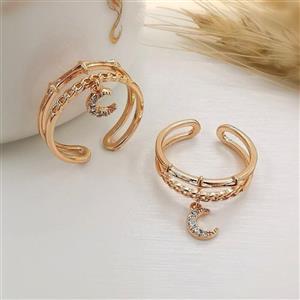 انگشتر برند ژوپینگ ماه آویز  بدون حساسیت آبکاری طلا دارد رنگ ثابت فری سایز