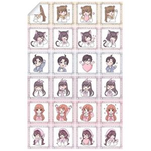 برچسب مدل انیمه های کیوت مجموعه 24 عددی 