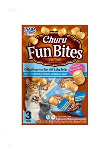 تشویقی گربه چورو فان بایتس طعم مرغ و ماهی تن و صدف برند اینابا (Inaba churu Fun bites)