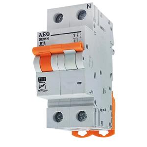 کلید مینیاتوری تک فاز و نول 16 آمپر آ ا گ مدل DE91N کد B16 بسته 6 عددی