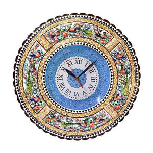ساعت میناکاری مدل گرد طرح گل و مرغ برجسته کد Gr36d18-2f4 -