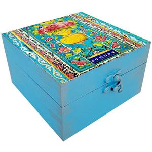 جعبه هدیه چوبی مدل هنری طرح کاشی کد SB44