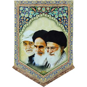 پرچم مدل مذهبی طرح امام خمینی و آیت الله خامنه ای و حاج قاسم سلیمانی