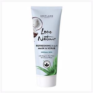 ماسک صورت اسکراب 2 در 1 رطوبت رسان و تصفیه کننده لاونیچر 75 میل اوریفلیم Love Nature Refreshing 2-in-1 Mask & Scrub with Organic Aloe Vera & Coconut Water 34822