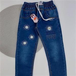 شلوار لی دخترانه طرح بابونه