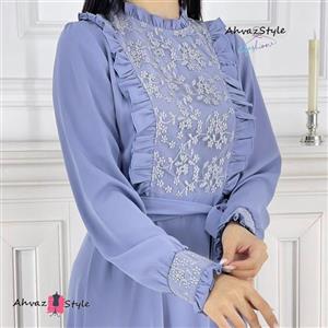 مانتو مجلسی مدل رویا سوپرالیزا گرم بالا با آستین زیبا و تور گیپور