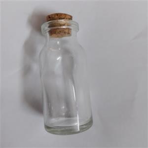 بطری آرزو کوچک مدل  گردن بیضی خالی با درب چوب پنبه ای