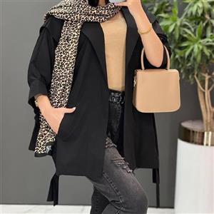 مانتو آستین حلقه ای عیدانه  کوتاه  جنس پوپلین مشکی و آبی آسمونی