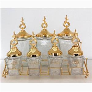 پاسماوری استنددار طلایی شیشه یخی طرح تاج (یا شیشه آبگز)