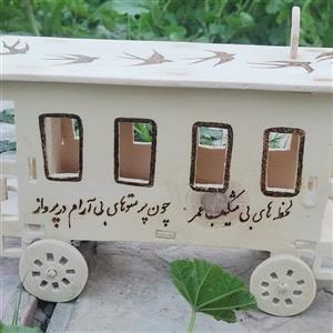 قطار چوبی اسباب بازی دکوری دست ساز سوخته نگاری