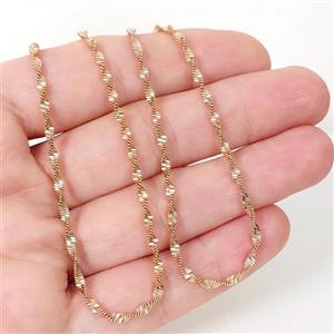 زنجیر ژوپینگ طرح دیسکو فر طلایی  با آبکاری طلا و رنگ ثابت و ضد حساسیت