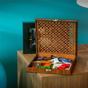 جعبه چوبی پذیرایی ابعاد 22 در 22 در 5 - طرح حصیری-هدایای تبلیغاتی