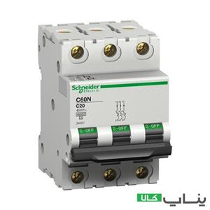 فیوز مینیاتوری سه پل 25  آمپر  اشنایدر الکتریک سری  C60N مدل24352