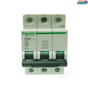 بسته 4 عددی فیوز مینیاتوری سه پل 32 آمپر اشنایدر الکتریک سری  C60N مدل24353