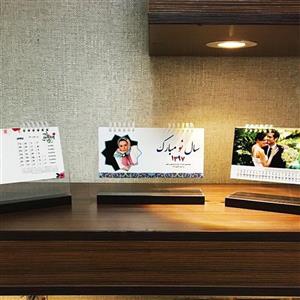 تقویم رومیزی سال 1402 با پایه چوبی  5 برگ با عکس شخصی و دلخواهتون