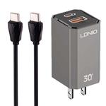 شارژر دیواری فست شارژ Ldnio A2527C 2Port QC3.0 PD 3A 30W کابل تبدیل تایپ سی 