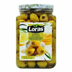 زیتون سبز با مغز سیر ۱٫۵ کیلو لوراس – loras