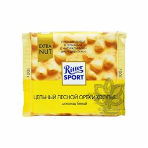 شکلات سفید با فندق کامل و کورن فلکس ۱۰۰ گرم ریتر اسپرت ritter sport 