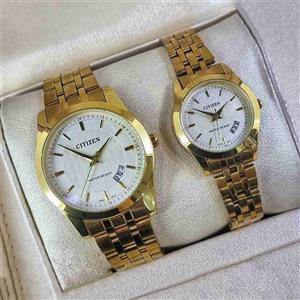 ست ساعت مچی زنانه و مردانه کارن طلایی کد RS-119