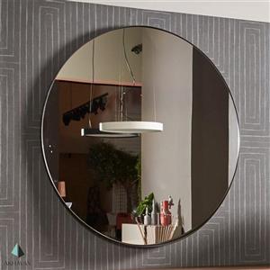 آینه گرد با قاب ساده مشکی دکوری مدل D114