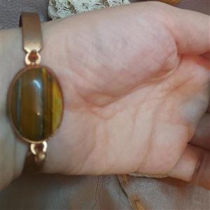 دستبند مسی قفل داربا سنگ چشم ببر