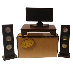 ماکت دکوری طرح سینما خانگی چوبی چوب آرا مدل TelV200 مجموعه 4 عددی