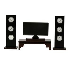 ماکت دکوری طرح سینما خانگی چوبی چوب آرا مدل TelV200 مجموعه 4 عددی
