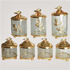 سرویس پا سماوری مناسب برای جای قند چای شکر وجای حبوبات با جعبه کادویی و شیک