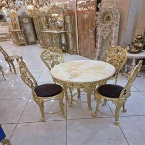 میز نهارخوری ۴ نفره رنگ ثابت روکش برنز  کد honar446
