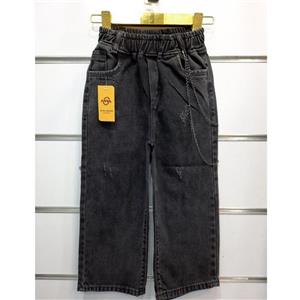 شلوار بگ ساده اسپرت ذغالی با زنجیر  - سایز بندی 65 الی 1005 الی 15 سال -  پارچه  جین درجه یک