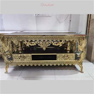 میز تلویزیون طرح طاووس تاجدار کشو بغل کد honar788