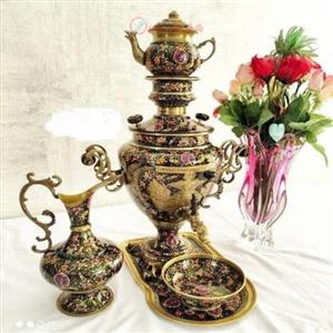 سماور تمام برنزی میناکاری 7 لیتری، مدل روسی کد honar860