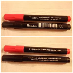 2عدد ماژیک ضدآب هلندی باکیفیت خوب با 2رنگ مشگی و قرمز