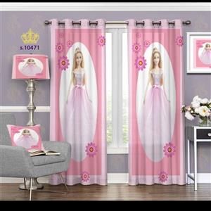 پرده اتاق خواب دخترانه دو قواره طرح باربی کد S10471