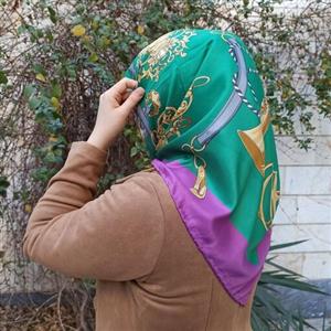 روسری ابریشم توییل قواره 100 دور دست دوز  آبی سفید سبز بنفش مشکی طوسی