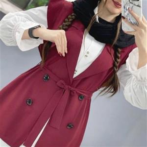 شومیز وست\nجنسدوتیکه\nرنگ بندی  مشکی  زرشکی طوسی نسکافه ای سورمه ای \n