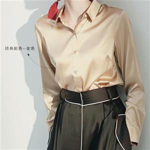 شومیز ساتن ابریشم رنگ نسکافه ای مارک Shein