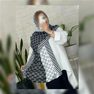 شال گوچی سفید و سیاه تمام نخ عالی قد 190 ( )