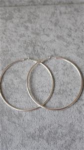 گوشواره حلقه ای سایز بزرگ نقره ای