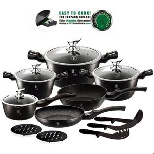 سرویس قابلمه ماهیتابه کفگیر ملاقه 10 پارچه برلینگر هاوس مجارستان BerlingerHaus 15-PIECE COOKWARE SET BH/1474 CHANGING FLAMEGUARD LINE